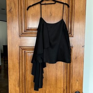 Black sexy spaghetti strap cropped Asymmetrical Top